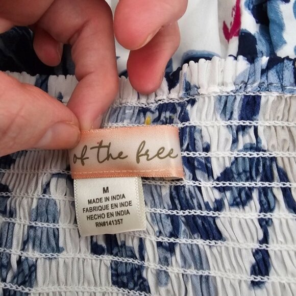 Band of the Free Floral A Line Summer Dress Ivory Blue Medium - Picture 12 of 15